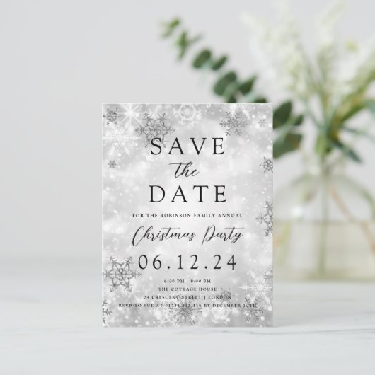 Carte Postale Faire-part Noël Sauvez La Date Silver Winter Wonder (Debout devant)