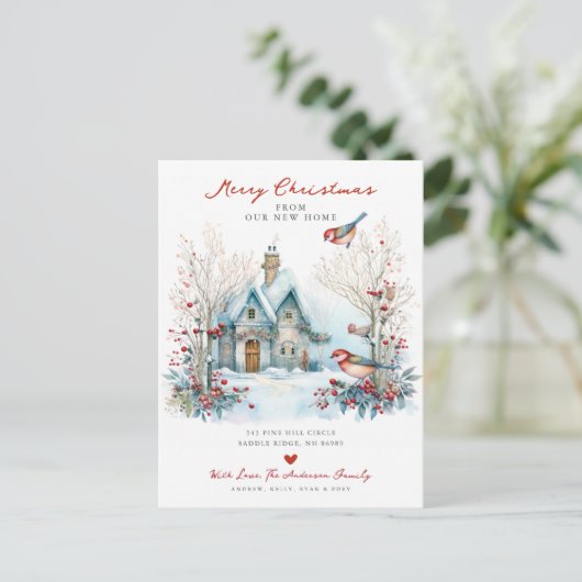 Carte Postale Faire-part Noël serein en déménagement (Debout devant)