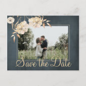 Carte Postale Faire-part Noël souhaite et enregistrer la date mariage chic (Devant)