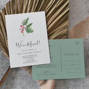 Carte Postale Faire-part Noël Verdure & Berry Nous avons déménagé