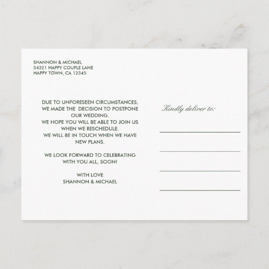 Carte Postale Faire-part noeud celtique | Changement de plan Mariage irland (Dos)