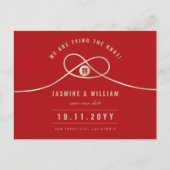 Carte Postale Faire-part Nœud Doré Double Bonheur Chinois Annonce de Mariag (Devant)