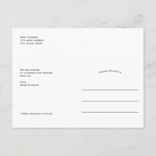 Carte Postale Faire-part Noeud moderne Photo arch Enregistrer la date (Dos)