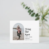 Carte Postale Faire-part Noeud moderne Photo arch Enregistrer la date (Debout devant)