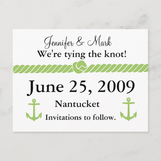 Carte Postale Faire-part Noeud nautique Enregistrer la date (Devant)