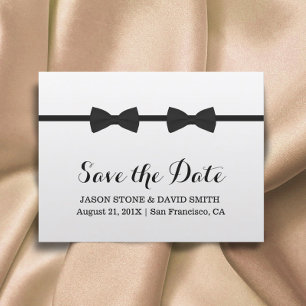 Carte Postale Faire-part Nœuds papillon de mariage gay minimaliste Enregist