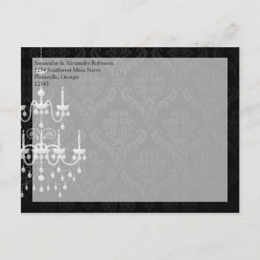 Carte Postale Faire-part Noir avec lustre blanc Enregistrer la date (Dos)