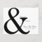 Carte Postale Faire-part Noir & Blanc Ampersand Wedding Enregistrer la date (Devant)