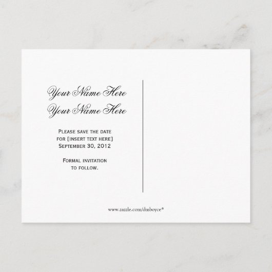 Carte Postale Faire-part Noir Blanc Damask Argent Bow Ribbon Enregistrer La (Dos)