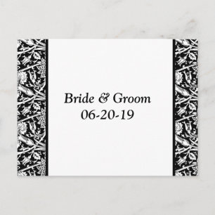Carte Postale Faire-part Noir Blanc Damask Personnalisable Enregistrer Les