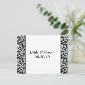 Carte Postale Faire-part Noir Blanc Damask Personnalisable Enregistrer Les (Debout devant)