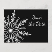 Carte Postale Faire-part Noir blanc Flocon de neige Mariage d'hiver Enregis (Devant)