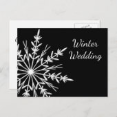 Carte Postale Faire-part Noir blanc Flocon de neige Mariage d'hiver Enregis (Devant / Derrière)
