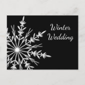 Carte Postale Faire-part Noir blanc Flocon de neige Mariage d'hiver Enregis (Devant)