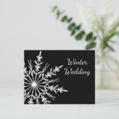 Carte Postale Faire-part Noir blanc Flocon de neige Mariage d'hiver Enregis (Debout devant)