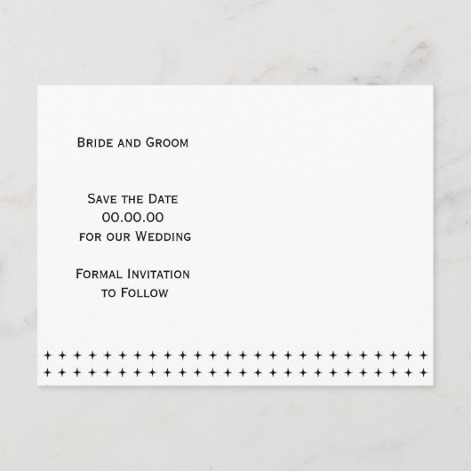 Carte Postale Faire-part Noir, cadre blanc mariage simple Enregistrer la da (Dos)