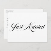 Carte Postale Faire-part Noir Élégant Gras Calligraphie Juste Marié (Devant / Derrière)