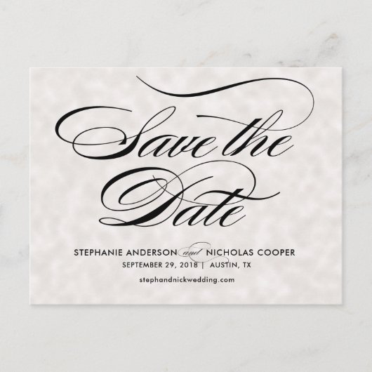Carte Postale Faire-part Noir élégant script perle mariage enregistrer la d (Devant)