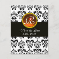 NOIR ET BLANC DAMASK Orange Agate Monogramme