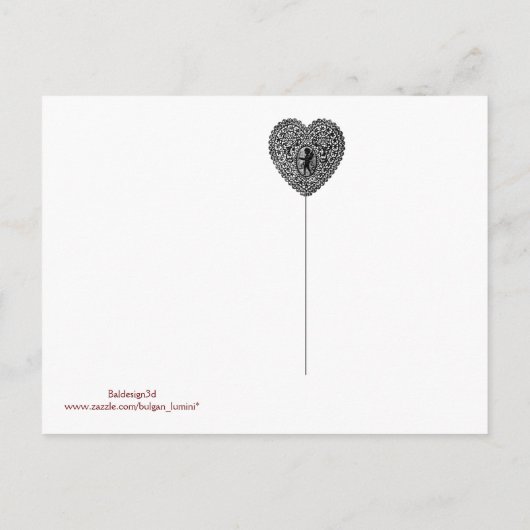 CARTE POSTALE FAIRE-PART NOIR ET BLANC DOMMASK ROUGE RUBY MONOGRAM (Dos)