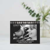 Carte Postale Faire-part Noir et blanc Enregistrer la date (Debout devant)