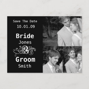 Carte Postale Faire-part Noir et blanc - Enregistrer la date avec... - Cust