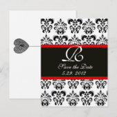 CARTE POSTALE FAIRE-PART NOIR ET BLANC ET DAMAS MONOGRAMME (Devant / Derrière)