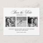 Carte Postale Faire-part Noir et Blanc photo mariage Enregistrer la date (Devant)