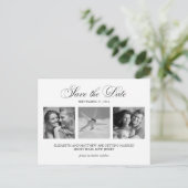 Carte Postale Faire-part Noir et Blanc photo mariage Enregistrer la date (Debout devant)