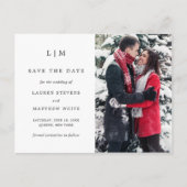 Carte Postale Faire-part Noir et Blanc simple Mariage Enregistrer la date (Devant)