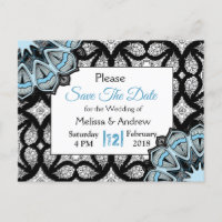 Noir et Bleu Mariage Mandala Enregistrer la date