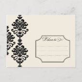 Carte Postale Faire-part Noir et ivoire Elegant Damask Enregistrer la date (Dos)
