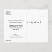 Carte Postale Faire-part Noir et or Moderne Écriture personnalisée (Dos)