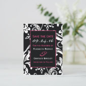 Carte Postale Faire-part Noir et rose chaud Contemporain Personnalisé Enreg (Debout devant)