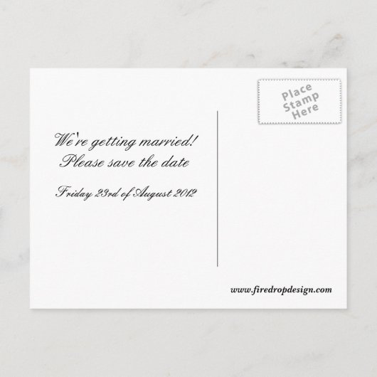 Carte Postale Faire-part noir et rouge save the date (Dos)