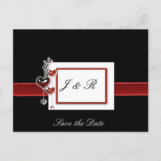 Carte Postale Faire-part noir et rouge save the date (Devant)