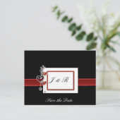 Carte Postale Faire-part noir et rouge save the date (Debout devant)