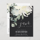 CARTE POSTALE FAIRE-PART NOIR IVOIRE BLANC DOUX FLORAL ENSEMBLE SAUVEGARDEZ (Devant / Derrière)