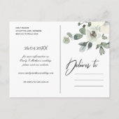 CARTE POSTALE FAIRE-PART NOIR IVOIRE BLANC DOUX FLORAL ENSEMBLE SAUVEGARDEZ (Dos)