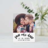 Carte Postale Faire-part Noir moderne photo mariage Enregistrer la date (Debout devant)