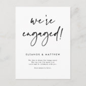 Carte Postale Faire-part Noir On s'engage Main Lettering Fiançailles (Devant)