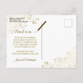 Carte Postale Faire-part Noir & Or Mariage Enregistrer la date Calendrier P (Dos)