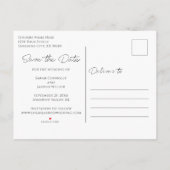 Carte Postale Faire-part Noir or Turquoise Mariage Économisez la Date (Dos)