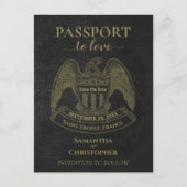 Carte Postale Faire-part Noir Passport mignon mariage amusant Enregistrer l (Devant)