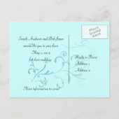 Carte Postale Faire-part Noir Turquoise sur les perches Turquoises (Dos)