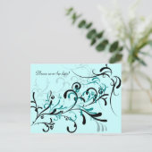 Carte Postale Faire-part Noir Turquoise sur les perches Turquoises (Debout devant)