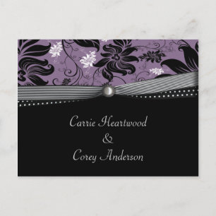 Carte Postale Faire-part Noir Violet Argent Sauvegarder La Date