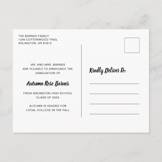 Carte Postale Faire-part Nom de script moderne Photo Collage Girl Graduatio (Dos)