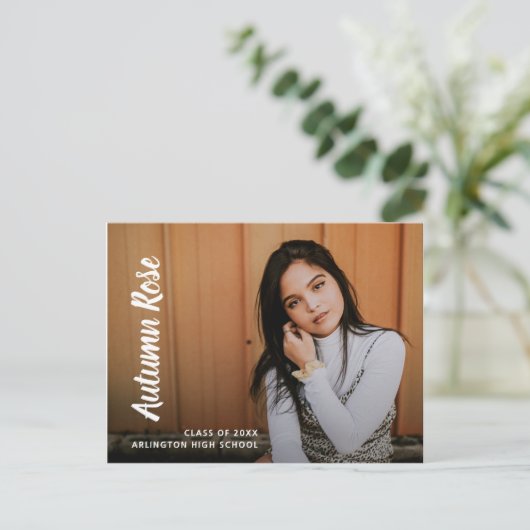 Carte Postale Faire-part Nom de script moderne Photo Collage Girl Graduatio (Debout devant)