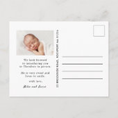 Carte Postale Faire-part Nom du script Photo Overlay Birth (Dos)